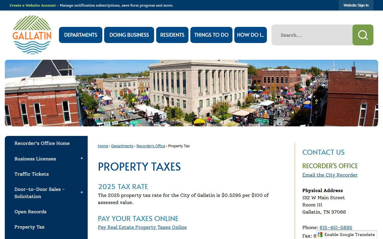 Gallatin property records city tax guidance and county property support