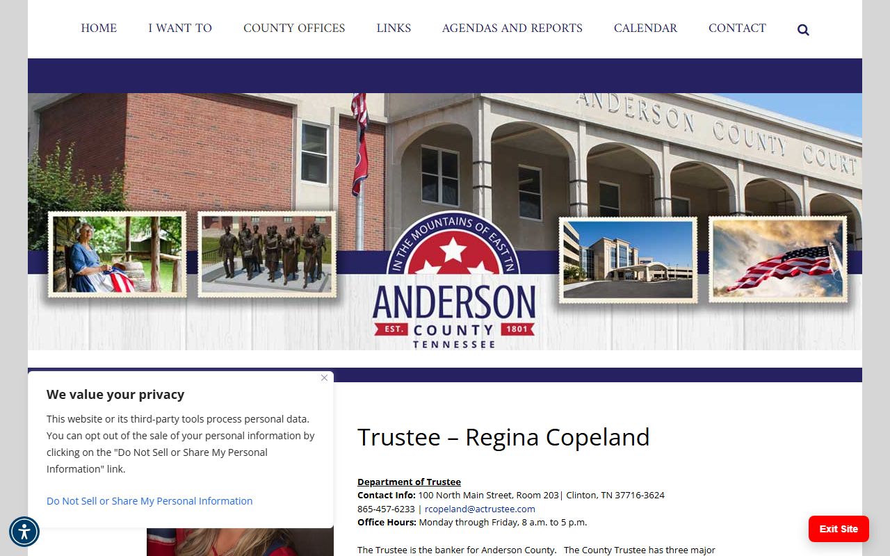 Anderson County property records county trustee office in Clinton Tennessee