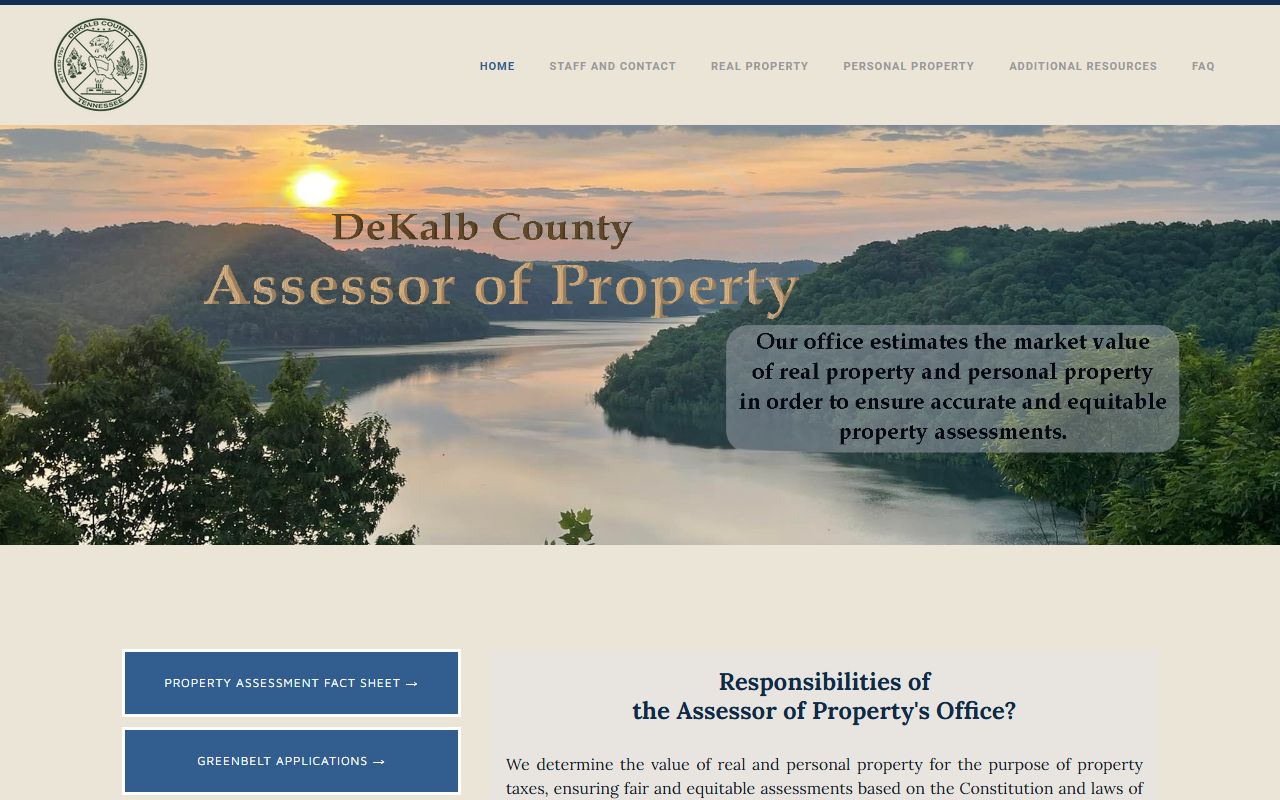 DeKalb County property records assessor page in Smithville
