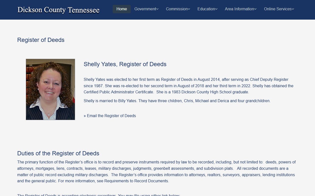 Dickson County property records register of deeds office in Charlotte