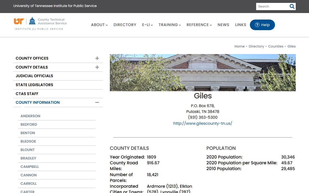 Giles County property records county information from CTAS