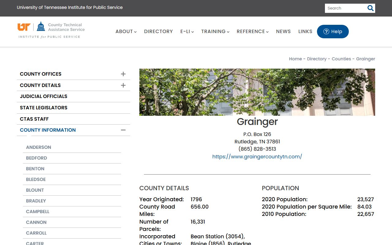Grainger County property records CTAS county information page