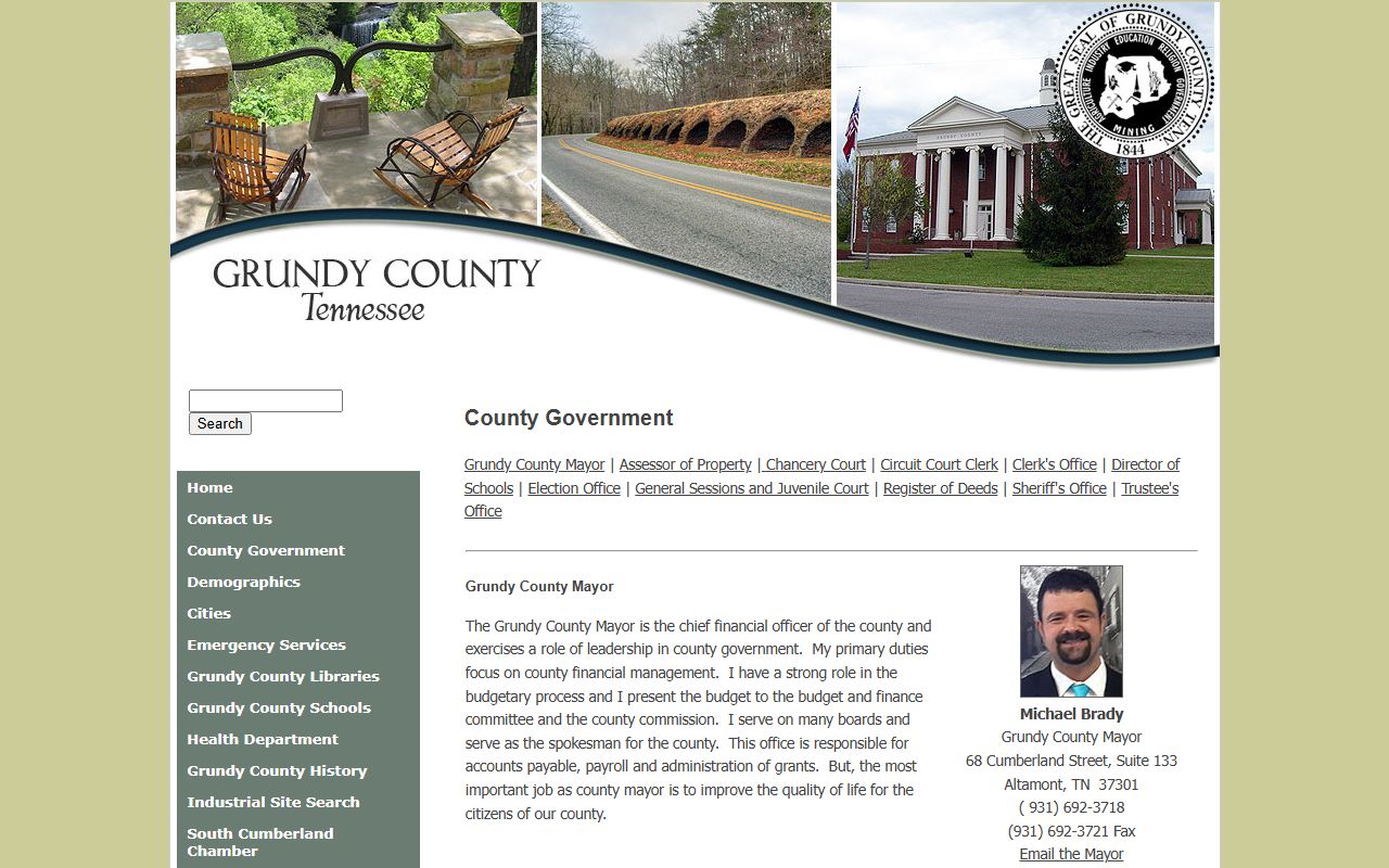 Grundy County property records county officials page in Altamont Tennessee