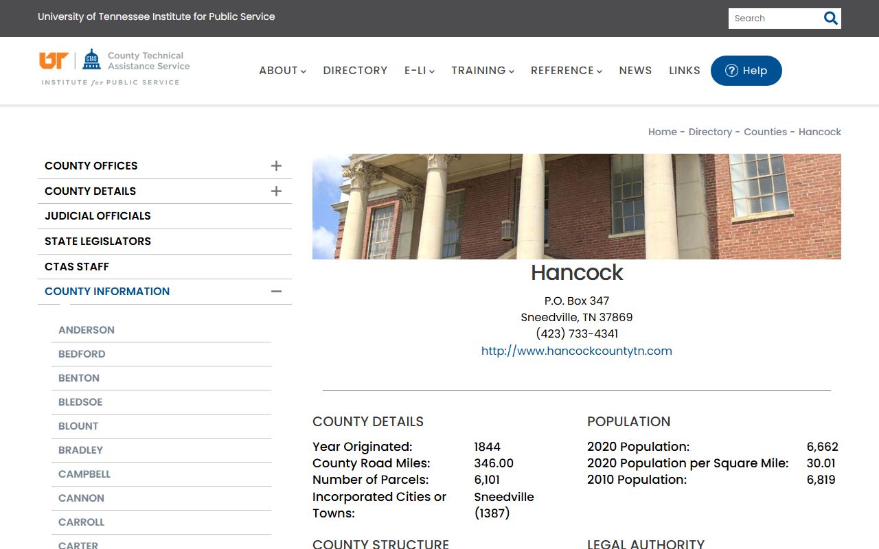 Hancock County property records CTAS county information page