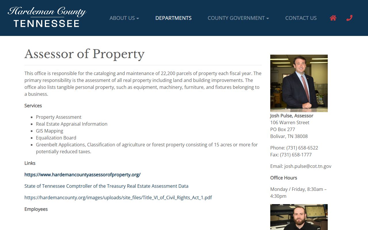 Hardeman County property assessor page for Hardeman County property records