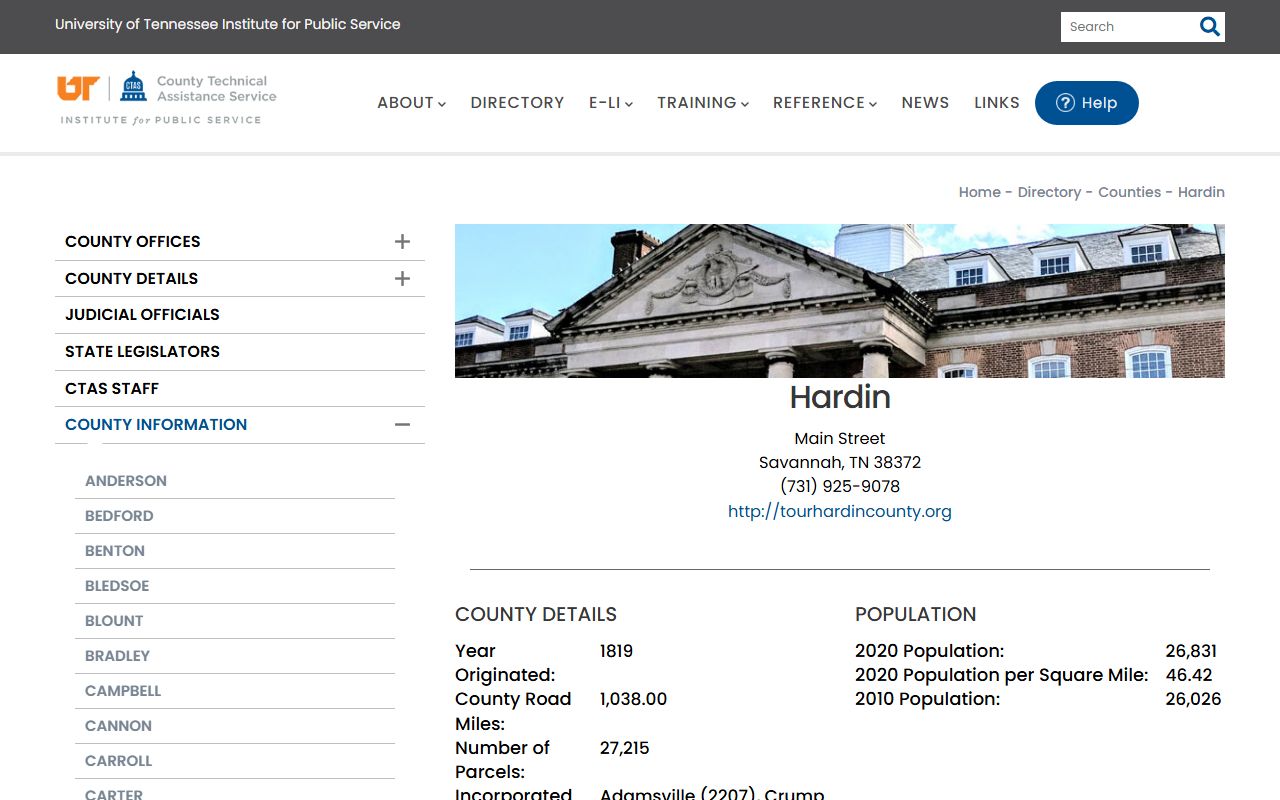 Hardin County property records CTAS county information page
