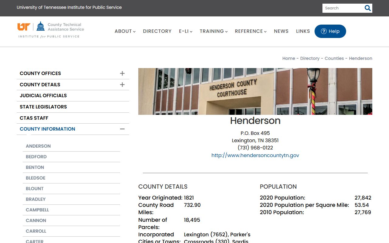 Henderson County property records CTAS county information page