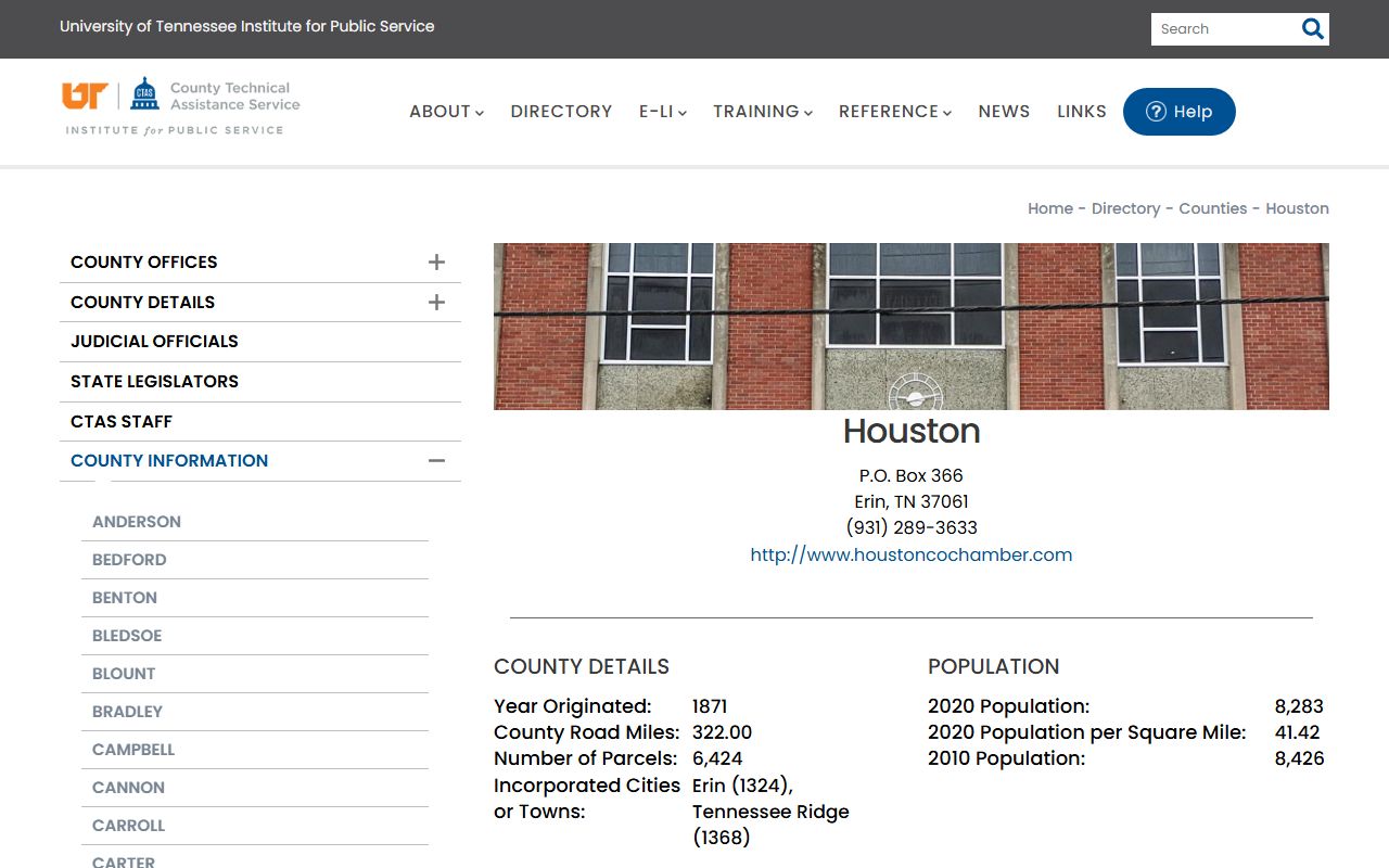 Houston County property records CTAS county profile for Erin offices