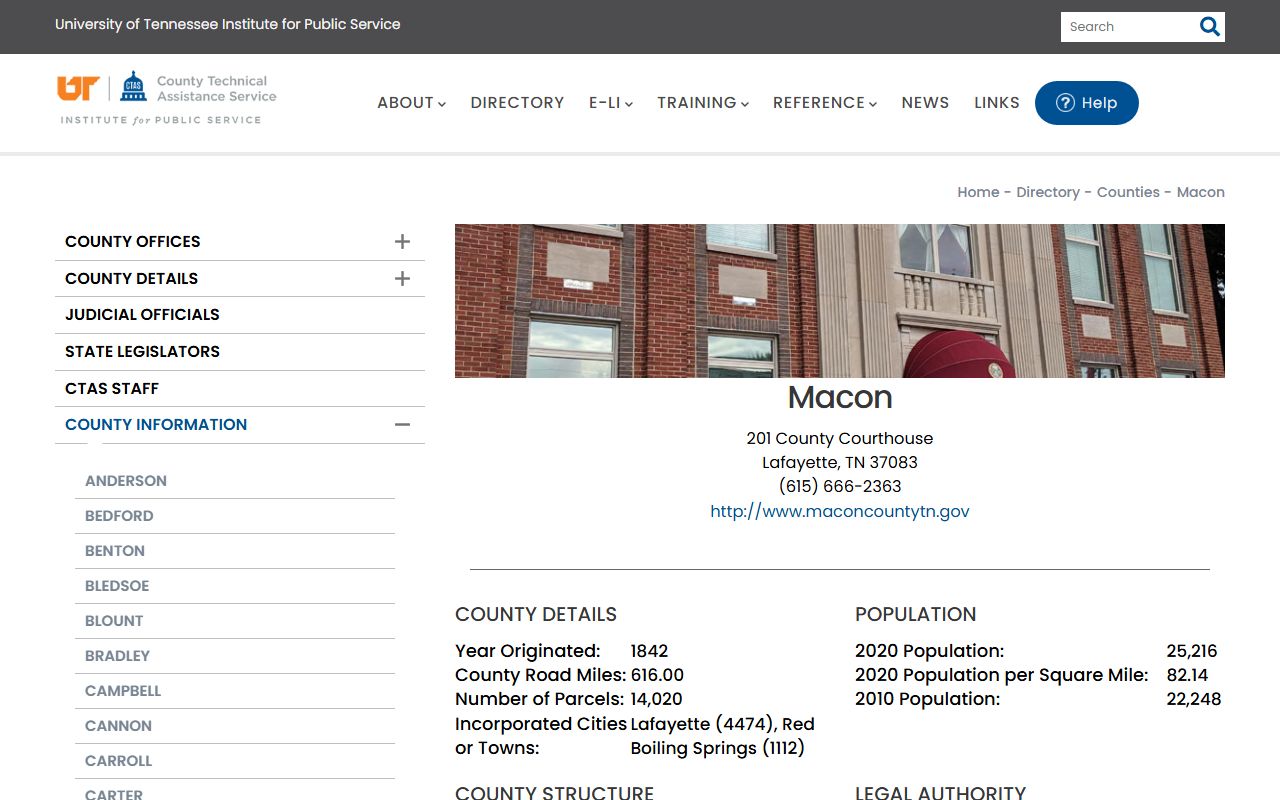 Macon County property records CTAS county information page