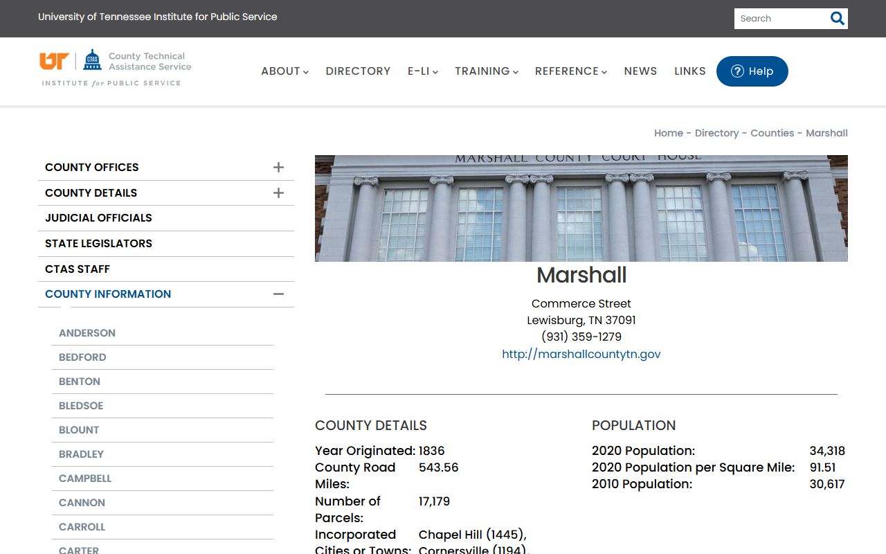 Marshall County property records CTAS county information page