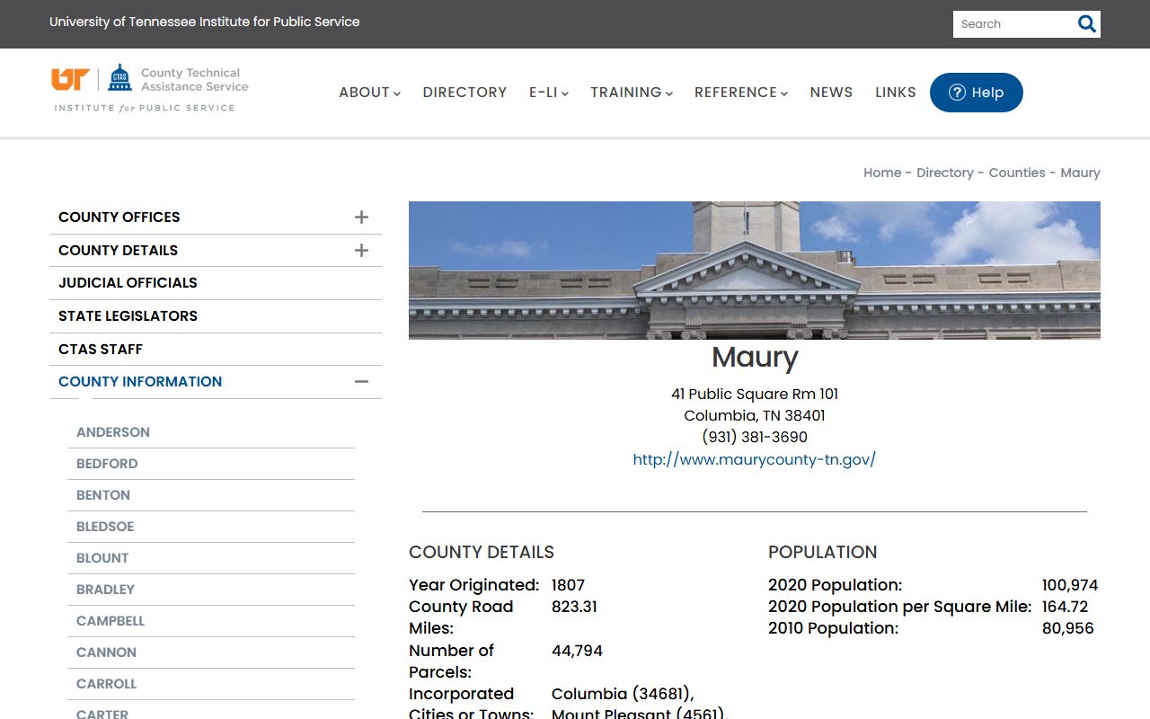 Maury County property records CTAS county information page