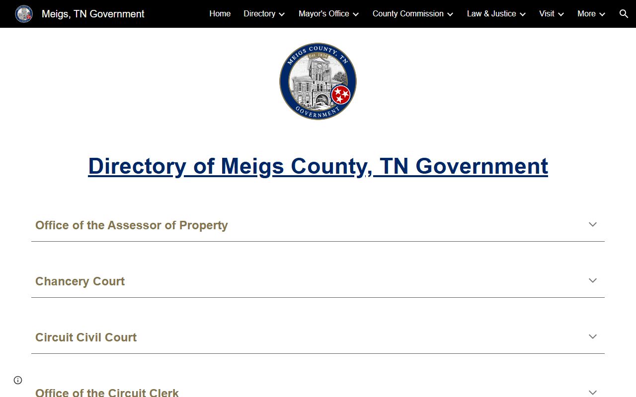 Meigs County government directory used for Property Records research in Decatur