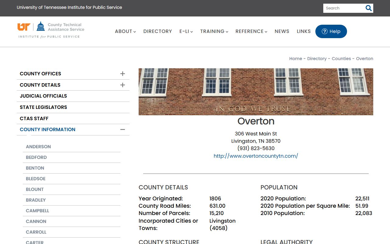 Overton County property records CTAS county information page