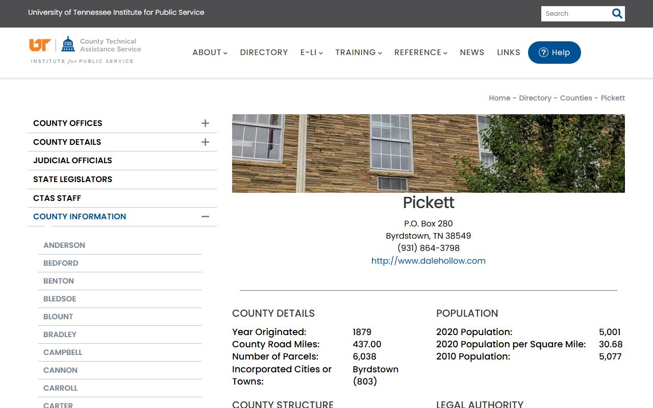 Pickett County CTAS county information for property records in Byrdstown