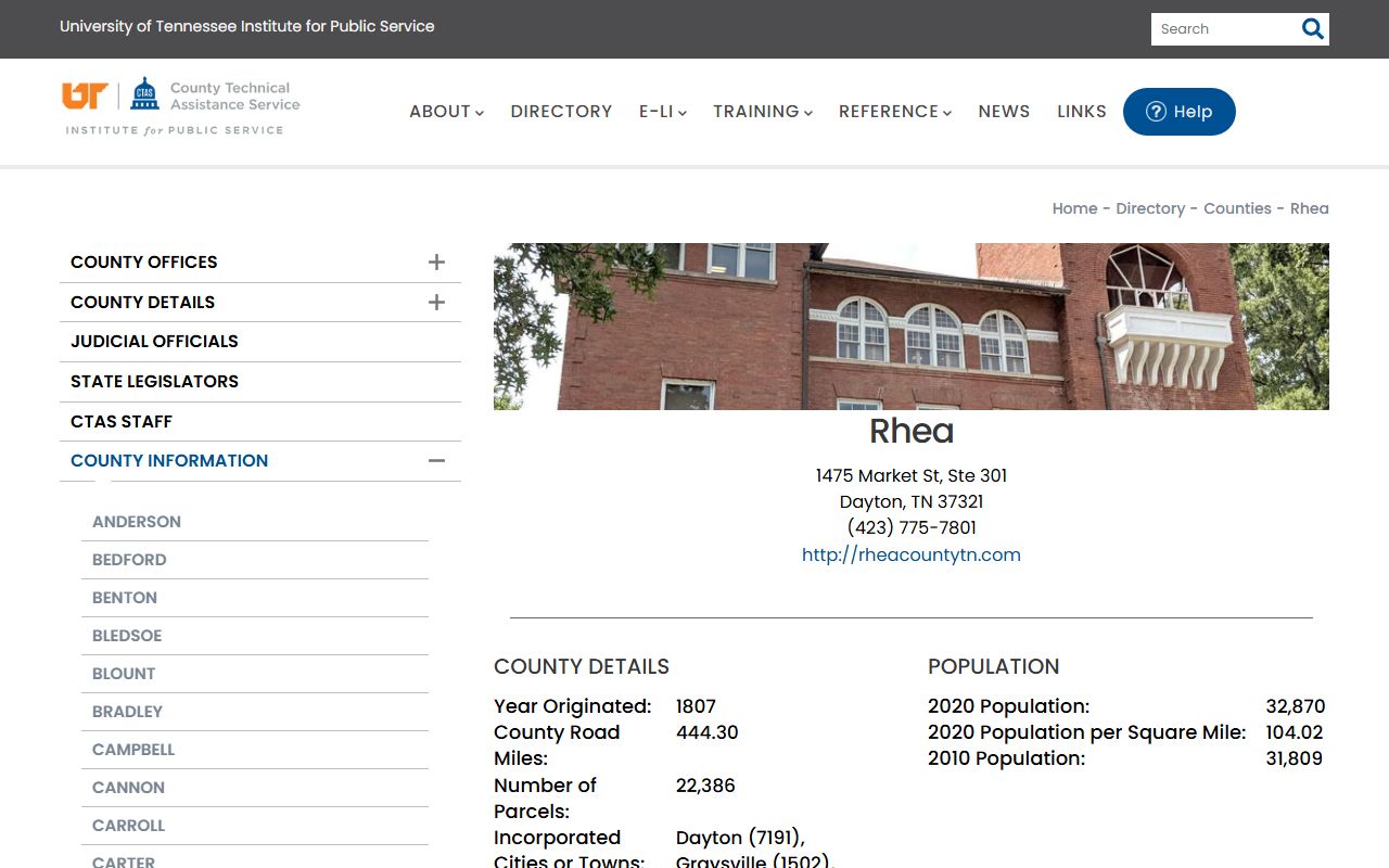 Rhea County property records CTAS county information page