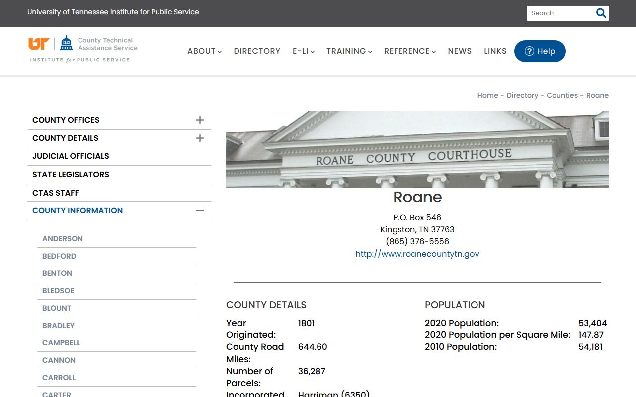 Roane County property records CTAS county information page