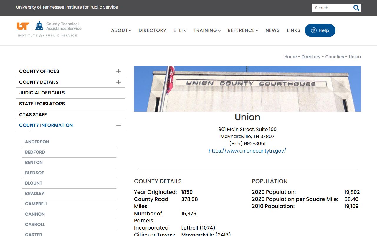 Union County property records guidance for the Maynardville register office