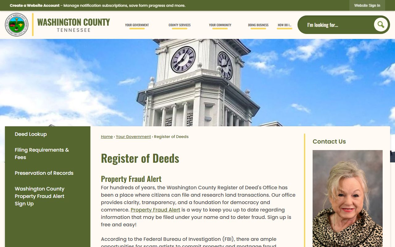 Washington County property records register of deeds guidance in Jonesborough
